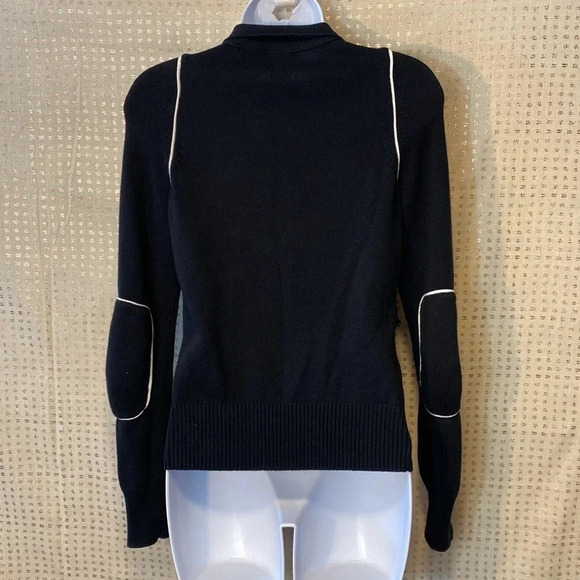 Armani Exchange Zip Up Knit Cárdigan Sweater with White Trim Detailing - Picture 5 of 8